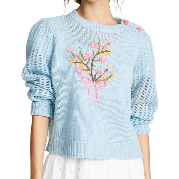SOLD Loveshackfancy ROSIE Sweater FLORAL BOUQUET - Picture 2 of 11